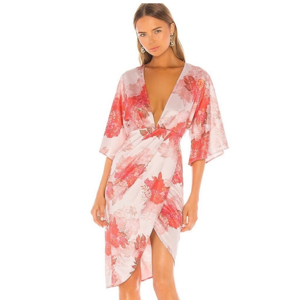 Floral pink Fatima midi dress